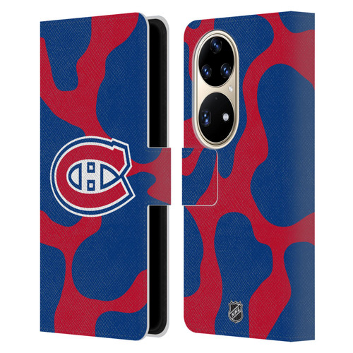 NHL Montreal Canadiens Cow Pattern Leather Book Wallet Case Cover For Huawei P50 Pro