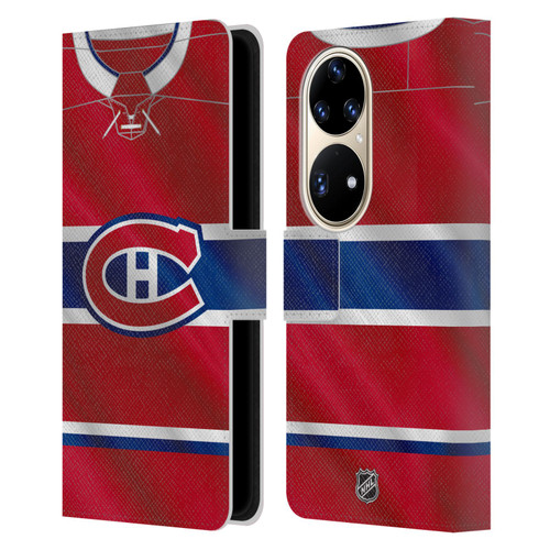 NHL Montreal Canadiens Jersey Leather Book Wallet Case Cover For Huawei P50 Pro