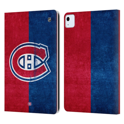 NHL Montreal Canadiens Half Distressed Leather Book Wallet Case Cover For Apple iPad Air 11 2020/2022/2024