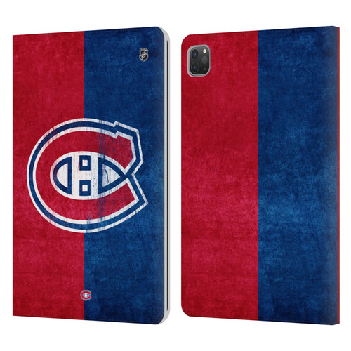 NHL Montreal Canadiens Half Distressed Leather Book Wallet Case Cover For Apple iPad Pro 11 2020 / 2021 / 2022