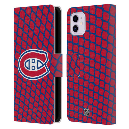 NHL Montreal Canadiens Net Pattern Leather Book Wallet Case Cover For Apple iPhone 11
