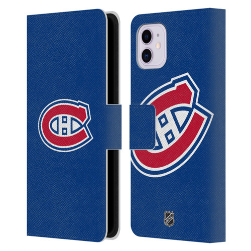 NHL Montreal Canadiens Plain Leather Book Wallet Case Cover For Apple iPhone 11