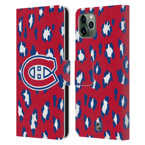 NHL Montreal Canadiens Leopard Patten Leather Book Wallet Case Cover For Apple iPhone 11 Pro Max