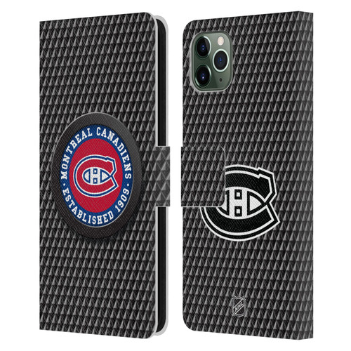 NHL Montreal Canadiens Puck Texture Leather Book Wallet Case Cover For Apple iPhone 11 Pro Max