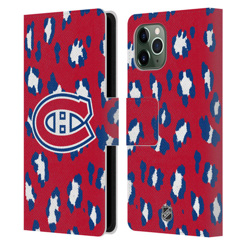 NHL Montreal Canadiens Leopard Patten Leather Book Wallet Case Cover For Apple iPhone 11 Pro