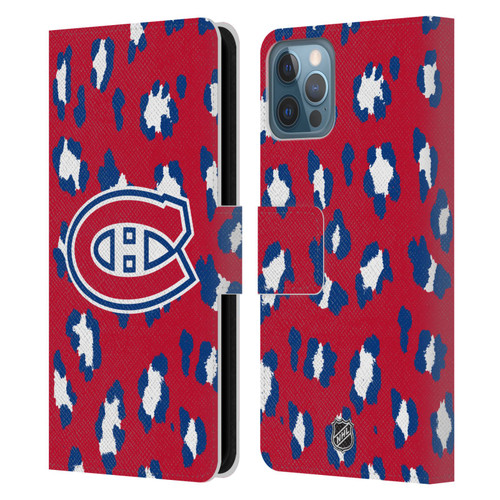 NHL Montreal Canadiens Leopard Patten Leather Book Wallet Case Cover For Apple iPhone 12 / iPhone 12 Pro