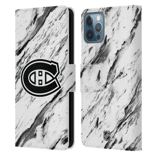 NHL Montreal Canadiens Marble Leather Book Wallet Case Cover For Apple iPhone 12 / iPhone 12 Pro