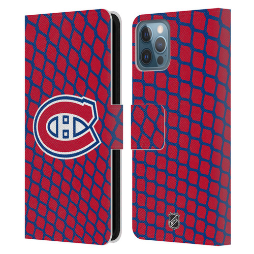 NHL Montreal Canadiens Net Pattern Leather Book Wallet Case Cover For Apple iPhone 12 / iPhone 12 Pro