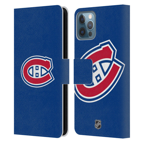 NHL Montreal Canadiens Plain Leather Book Wallet Case Cover For Apple iPhone 12 / iPhone 12 Pro