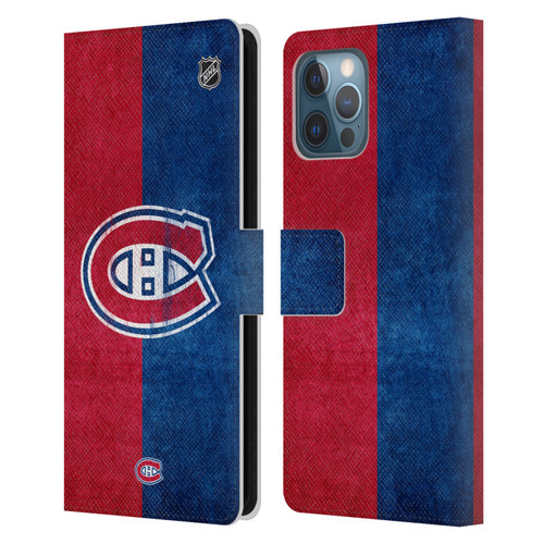 NHL Montreal Canadiens Half Distressed Leather Book Wallet Case Cover For Apple iPhone 12 Pro Max