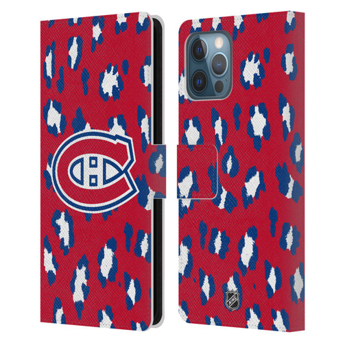 NHL Montreal Canadiens Leopard Patten Leather Book Wallet Case Cover For Apple iPhone 12 Pro Max