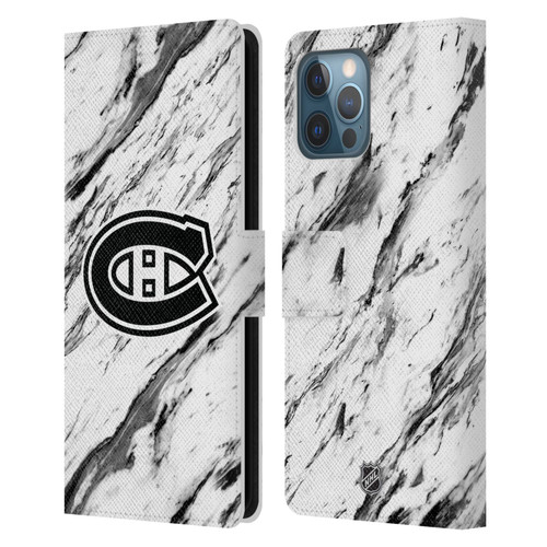NHL Montreal Canadiens Marble Leather Book Wallet Case Cover For Apple iPhone 12 Pro Max