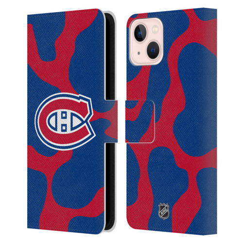 NHL Montreal Canadiens Cow Pattern Leather Book Wallet Case Cover For Apple iPhone 13