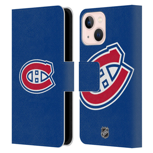 NHL Montreal Canadiens Plain Leather Book Wallet Case Cover For Apple iPhone 13 Mini