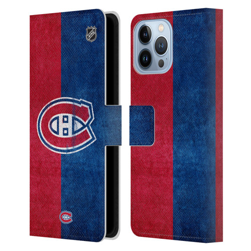 NHL Montreal Canadiens Half Distressed Leather Book Wallet Case Cover For Apple iPhone 13 Pro Max