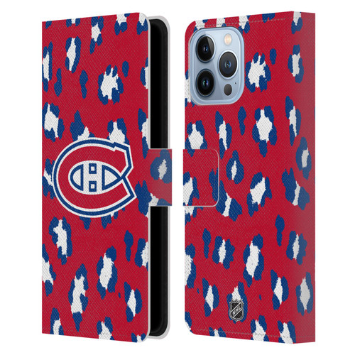 NHL Montreal Canadiens Leopard Patten Leather Book Wallet Case Cover For Apple iPhone 13 Pro Max