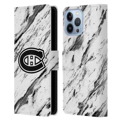 NHL Montreal Canadiens Marble Leather Book Wallet Case Cover For Apple iPhone 13 Pro Max