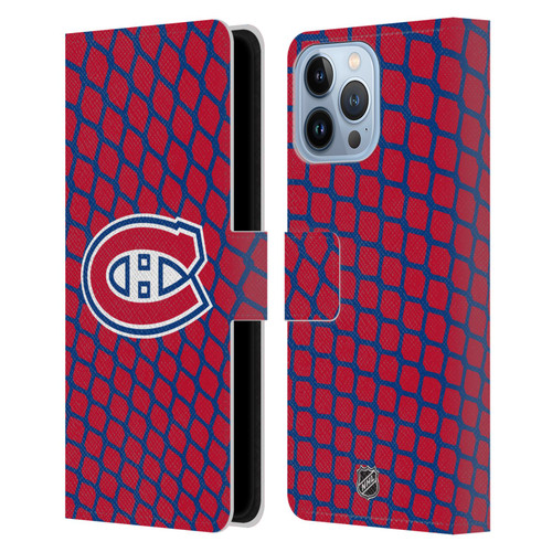 NHL Montreal Canadiens Net Pattern Leather Book Wallet Case Cover For Apple iPhone 13 Pro Max