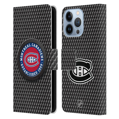 NHL Montreal Canadiens Puck Texture Leather Book Wallet Case Cover For Apple iPhone 13 Pro