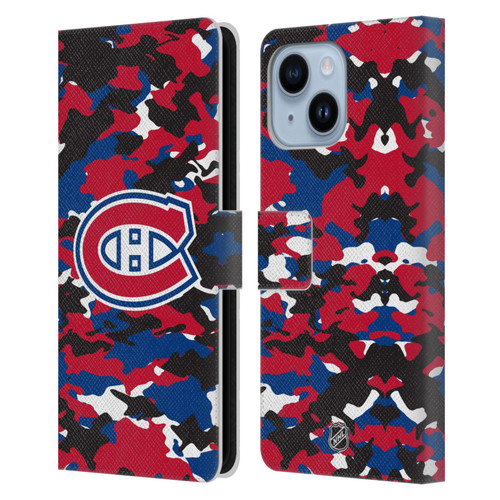 NHL Montreal Canadiens Camouflage Leather Book Wallet Case Cover For Apple iPhone 14 Plus