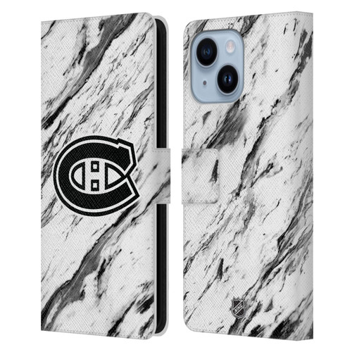 NHL Montreal Canadiens Marble Leather Book Wallet Case Cover For Apple iPhone 14 Plus