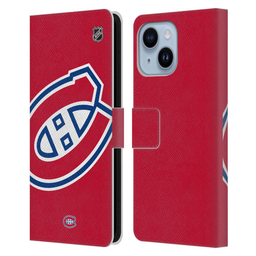 NHL Montreal Canadiens Oversized Leather Book Wallet Case Cover For Apple iPhone 14 Plus