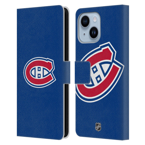 NHL Montreal Canadiens Plain Leather Book Wallet Case Cover For Apple iPhone 14 Plus