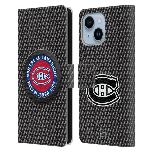 NHL Montreal Canadiens Puck Texture Leather Book Wallet Case Cover For Apple iPhone 14 Plus