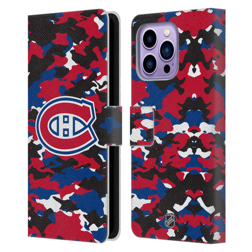 NHL Montreal Canadiens Camouflage Leather Book Wallet Case Cover For Apple iPhone 14 Pro Max