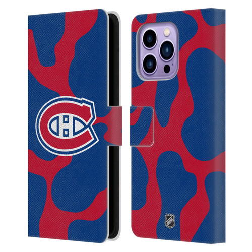 NHL Montreal Canadiens Cow Pattern Leather Book Wallet Case Cover For Apple iPhone 14 Pro Max