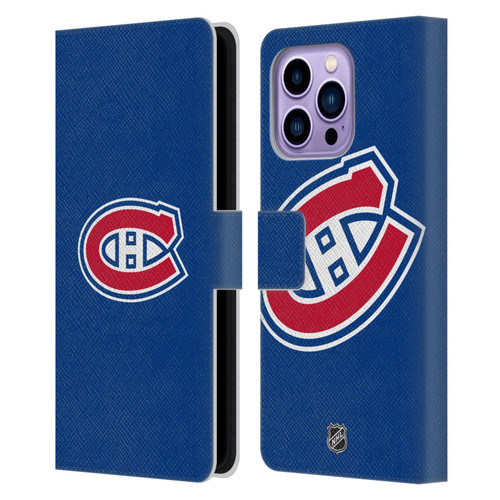 NHL Montreal Canadiens Plain Leather Book Wallet Case Cover For Apple iPhone 14 Pro Max