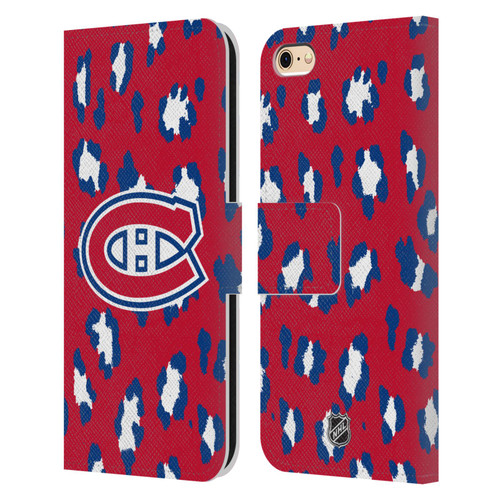 NHL Montreal Canadiens Leopard Patten Leather Book Wallet Case Cover For Apple iPhone 6 / iPhone 6s