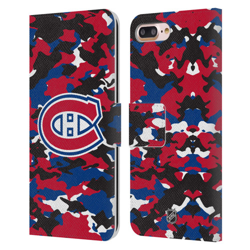 NHL Montreal Canadiens Camouflage Leather Book Wallet Case Cover For Apple iPhone 7 Plus / iPhone 8 Plus