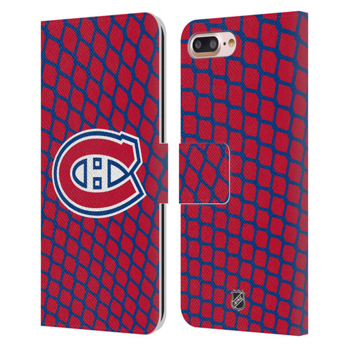 NHL Montreal Canadiens Net Pattern Leather Book Wallet Case Cover For Apple iPhone 7 Plus / iPhone 8 Plus