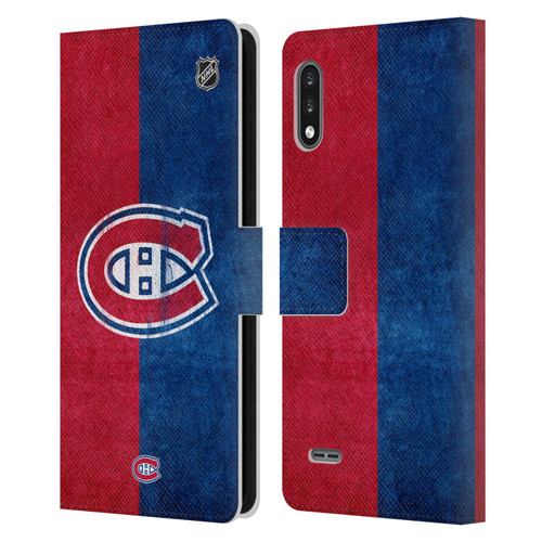 NHL Montreal Canadiens Half Distressed Leather Book Wallet Case Cover For LG K22