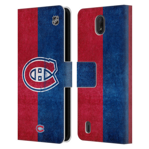 NHL Montreal Canadiens Half Distressed Leather Book Wallet Case Cover For Nokia C01 Plus/C1 2nd Edition
