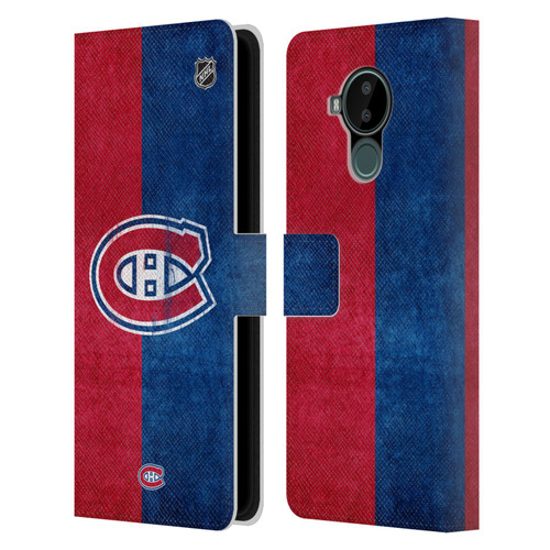 NHL Montreal Canadiens Half Distressed Leather Book Wallet Case Cover For Nokia C30