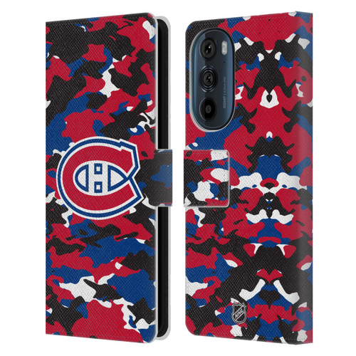NHL Montreal Canadiens Camouflage Leather Book Wallet Case Cover For Motorola Edge 30