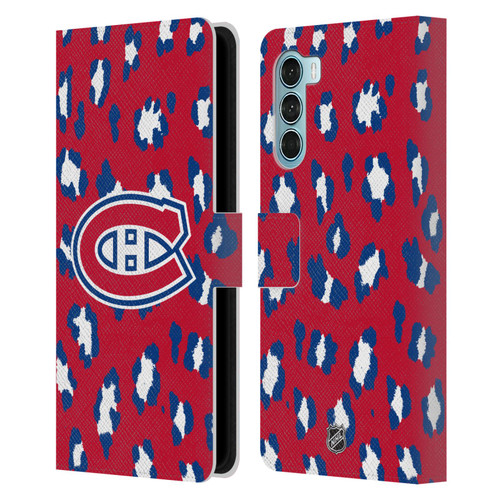 NHL Montreal Canadiens Leopard Patten Leather Book Wallet Case Cover For Motorola Edge S30 / Moto G200 5G