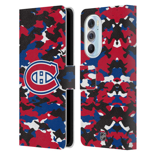 NHL Montreal Canadiens Camouflage Leather Book Wallet Case Cover For Motorola Edge X30