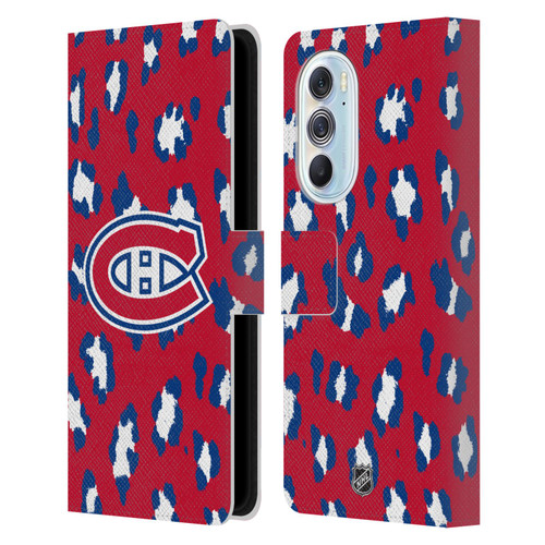 NHL Montreal Canadiens Leopard Patten Leather Book Wallet Case Cover For Motorola Edge X30