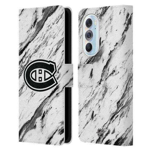 NHL Montreal Canadiens Marble Leather Book Wallet Case Cover For Motorola Edge X30