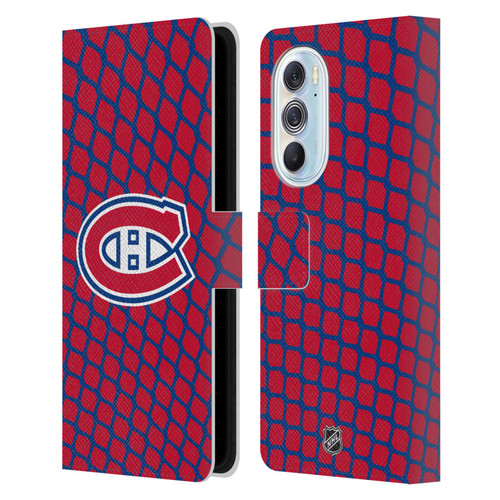 NHL Montreal Canadiens Net Pattern Leather Book Wallet Case Cover For Motorola Edge X30