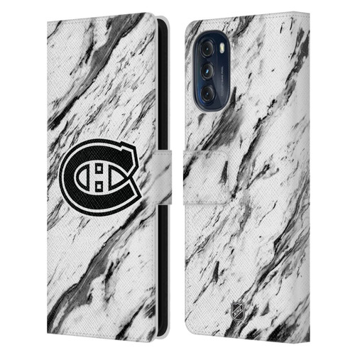 NHL Montreal Canadiens Marble Leather Book Wallet Case Cover For Motorola Moto G (2022)