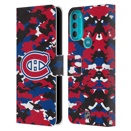 NHL Montreal Canadiens Camouflage Leather Book Wallet Case Cover For Motorola Moto G71 5G