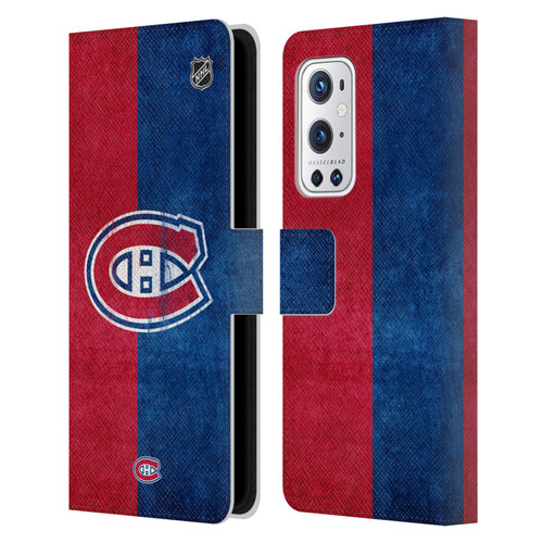 NHL Montreal Canadiens Half Distressed Leather Book Wallet Case Cover For OnePlus 9 Pro