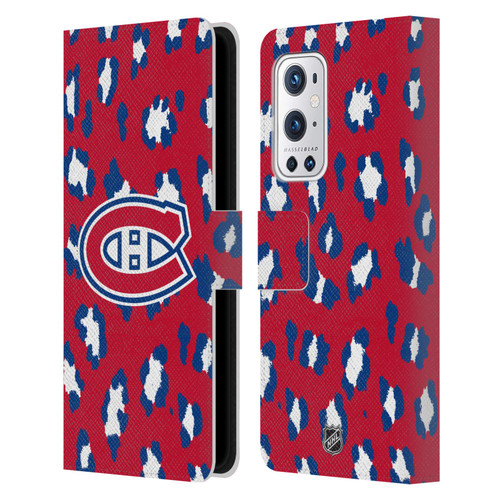 NHL Montreal Canadiens Leopard Patten Leather Book Wallet Case Cover For OnePlus 9 Pro