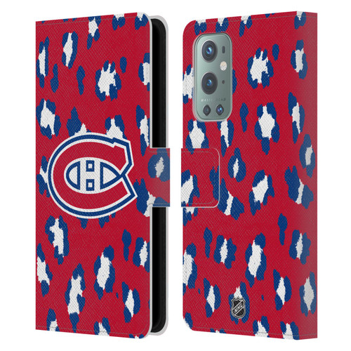 NHL Montreal Canadiens Leopard Patten Leather Book Wallet Case Cover For OnePlus 9