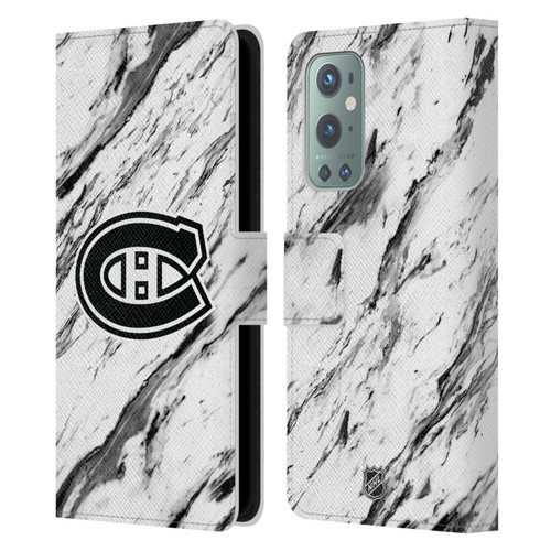 NHL Montreal Canadiens Marble Leather Book Wallet Case Cover For OnePlus 9