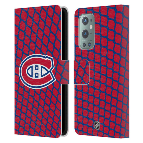 NHL Montreal Canadiens Net Pattern Leather Book Wallet Case Cover For OnePlus 9